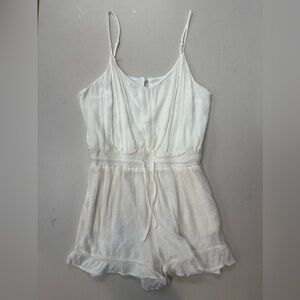 Fashion On Earth Romper White Crinkle Fabric spaghetti strap